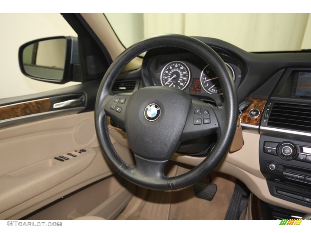 2008 BMW X5 3.0si Sand Beige Steering Wheel Photo #81420710