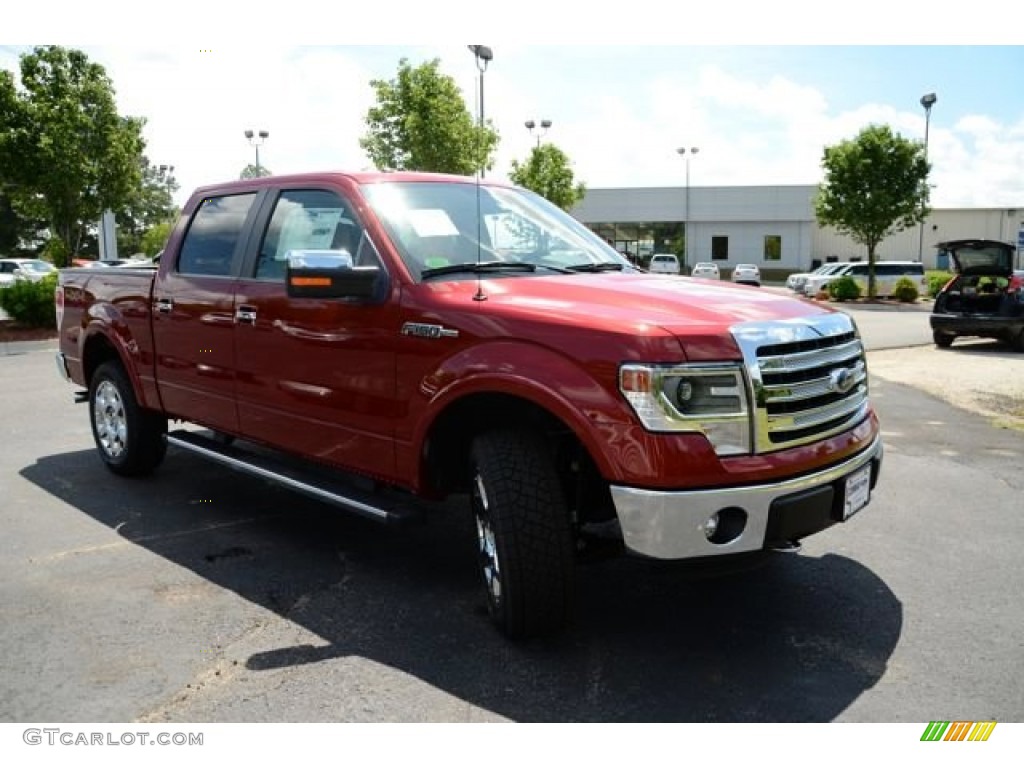 2013 F150 Lariat SuperCrew 4x4 - Ruby Red Metallic / Adobe photo #3