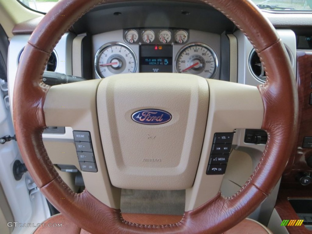 2010 Ford F150 King Ranch SuperCrew Chapparal Leather Steering Wheel Photo #81422448