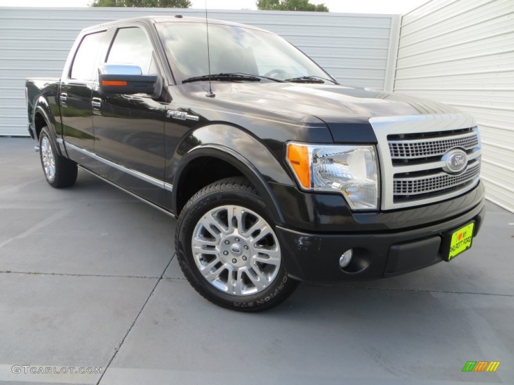 2010 F150 Platinum SuperCrew - Tuxedo Black / Sienna Brown Leather/Black photo #2
