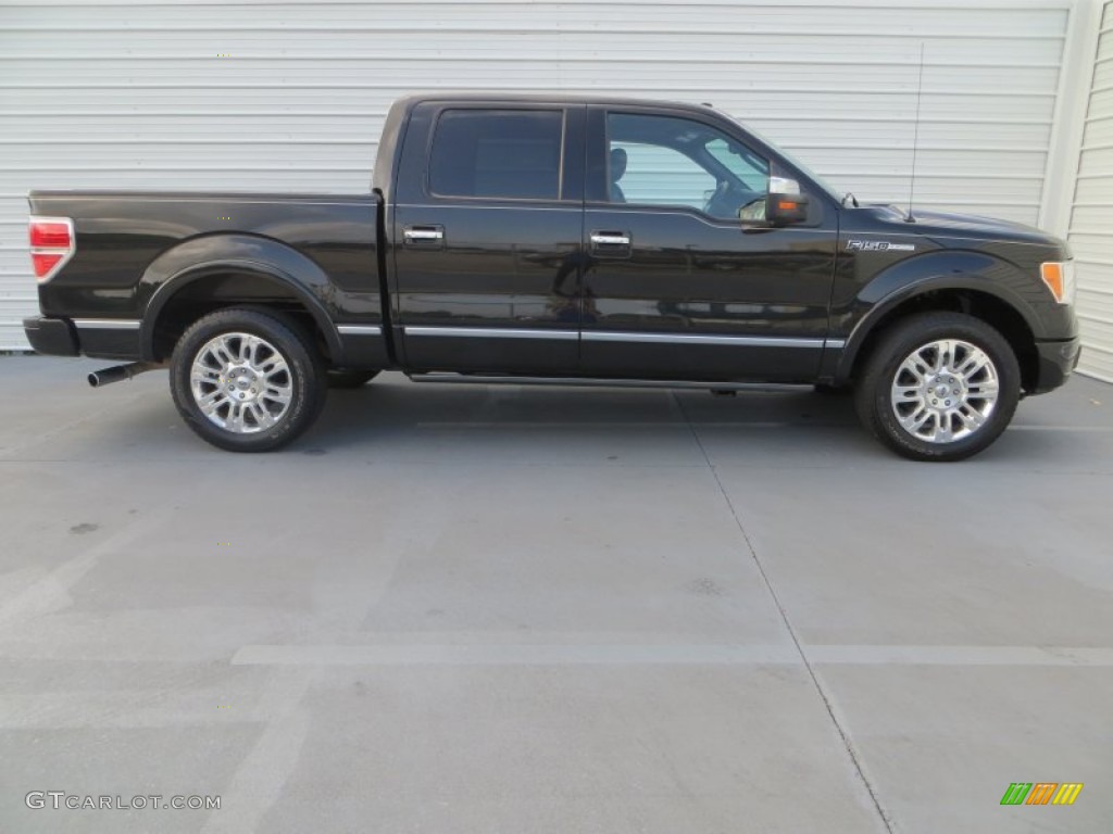 2010 F150 Platinum SuperCrew - Tuxedo Black / Sienna Brown Leather/Black photo #3