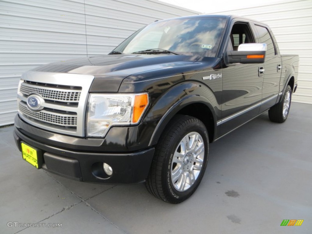2010 F150 Platinum SuperCrew - Tuxedo Black / Sienna Brown Leather/Black photo #7