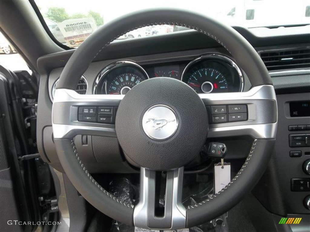 2014 Ford Mustang V6 Coupe Charcoal Black Steering Wheel Photo #81425491