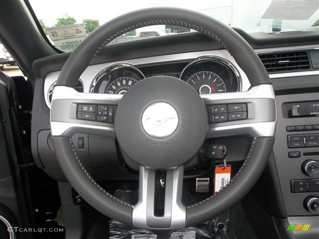 2014 Ford Mustang GT Premium Convertible Charcoal Black Steering Wheel Photo #81426579