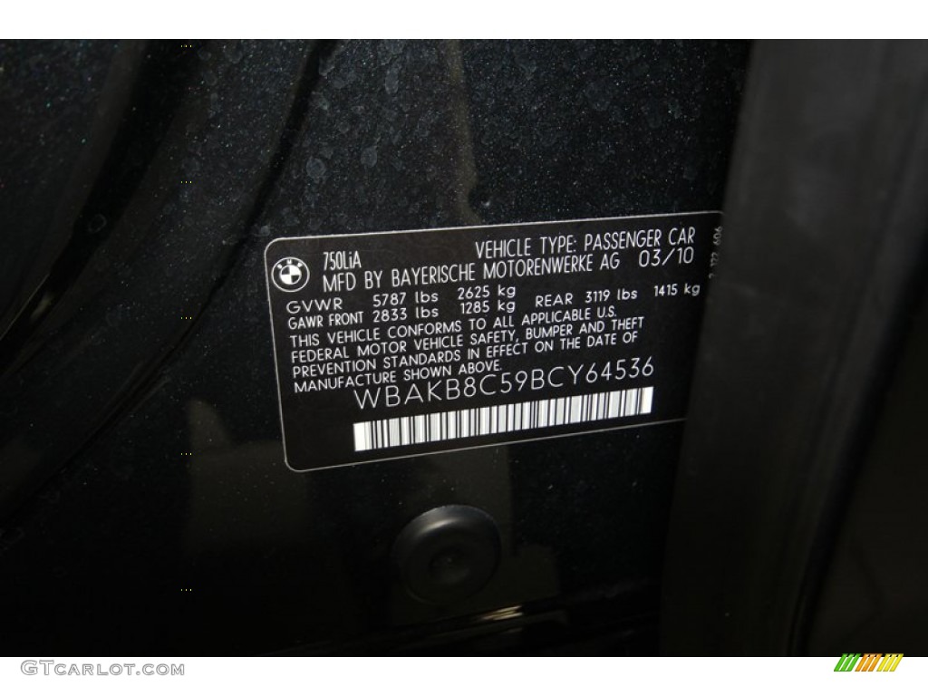 2011 BMW 7 Series 750Li Sedan Info Tag Photo #81427515