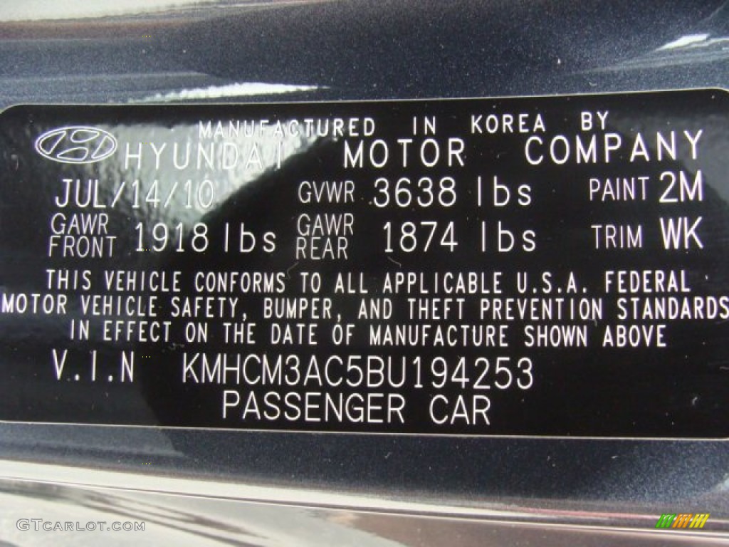 2011 Accent Color Code 2M for Charcoal Gray Photo #81428910