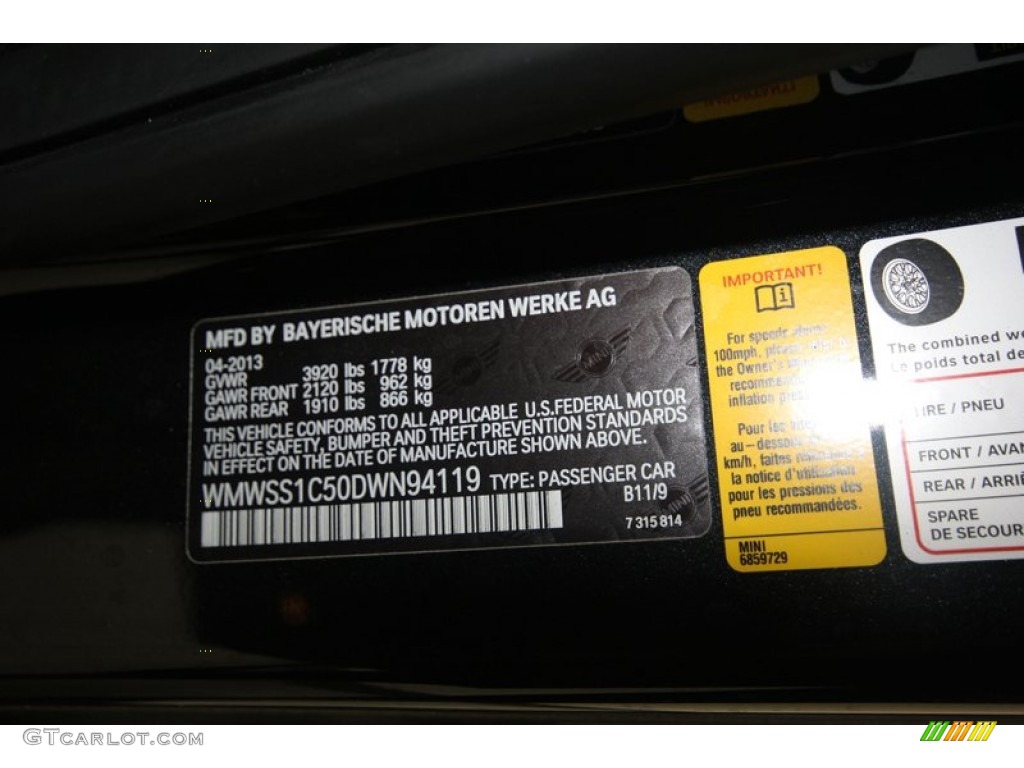 2013 Mini Cooper Paceman Color Code Photos