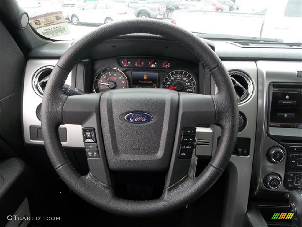 2013 Ford F150 FX4 SuperCrew 4x4 Black Steering Wheel Photo #81434157