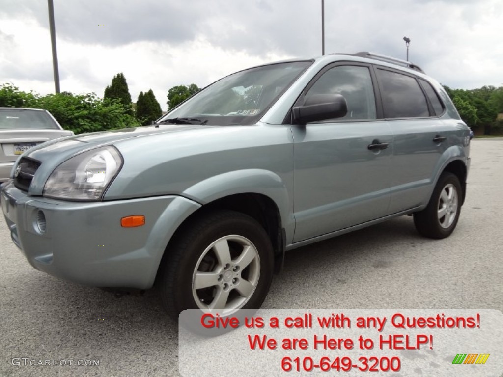 2007 Tucson GLS - Alpine Frost Blue Metallic / Gray photo #7