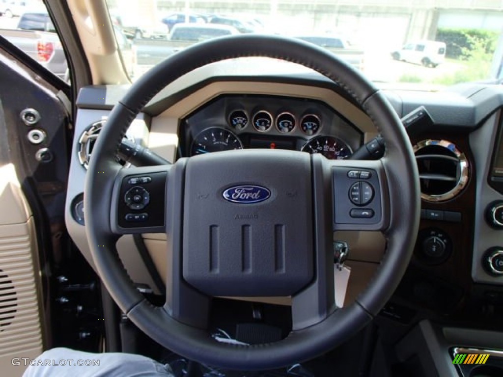 2013 Ford F350 Super Duty Lariat SuperCab 4x4 Adobe Steering Wheel Photo #81436690