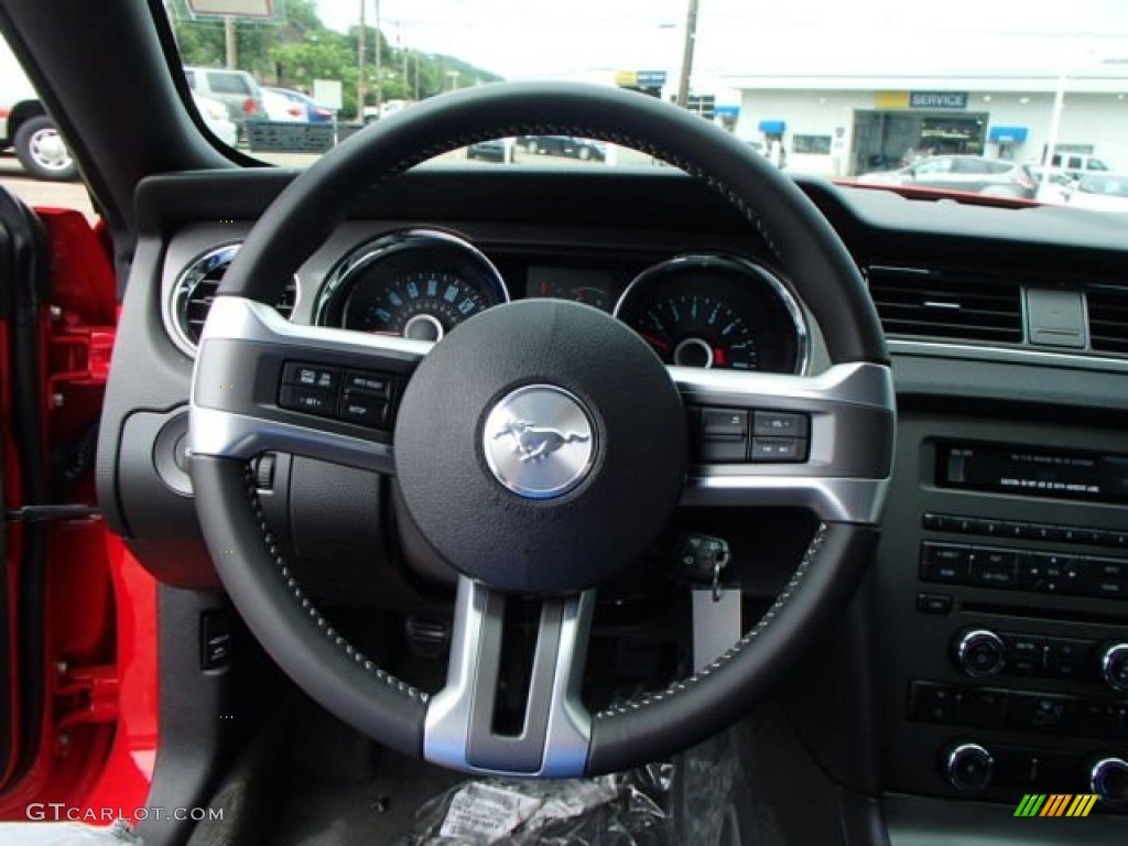 2014 Ford Mustang V6 Coupe Charcoal Black Steering Wheel Photo #81437065