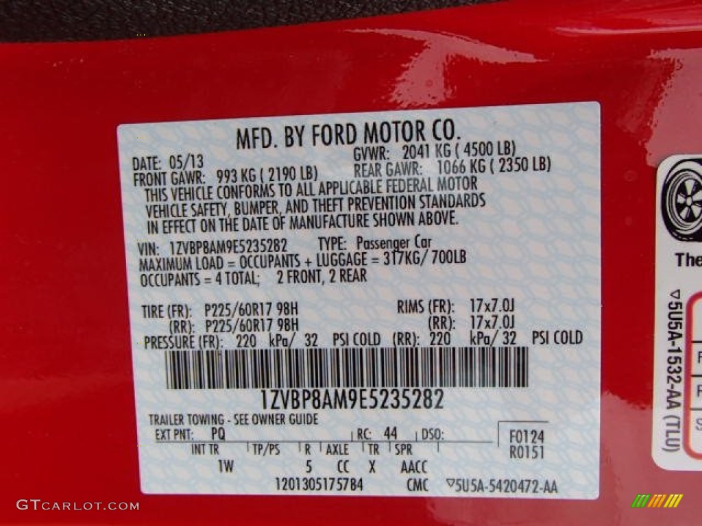 2014 Mustang Color Code PQ for Race Red Photo #81437130