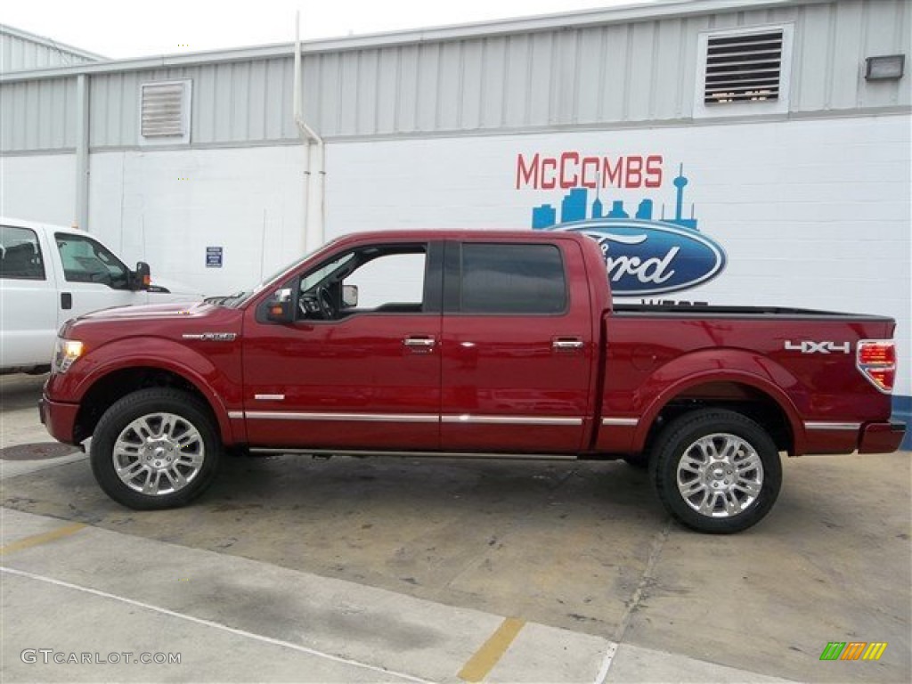 2013 F150 Platinum SuperCrew 4x4 - Ruby Red Metallic / Platinum Unique Black Leather photo #3