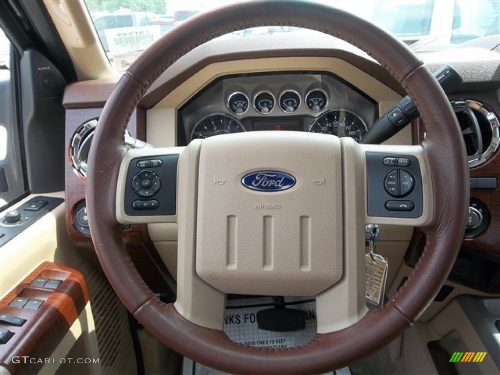 2013 Ford F250 Super Duty King Ranch Crew Cab 4x4 King Ranch Chaparral Leather/Adobe Trim Steering Wheel Photo #81439461