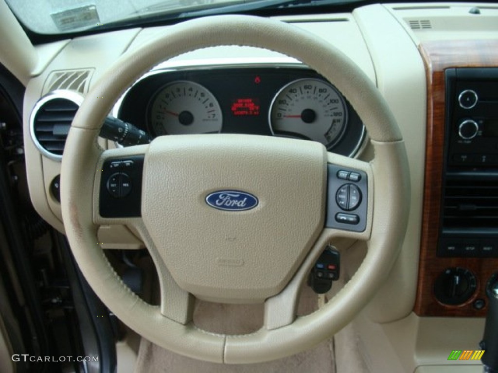 2008 Ford Explorer Eddie Bauer 4x4 Camel Steering Wheel Photo #81441359