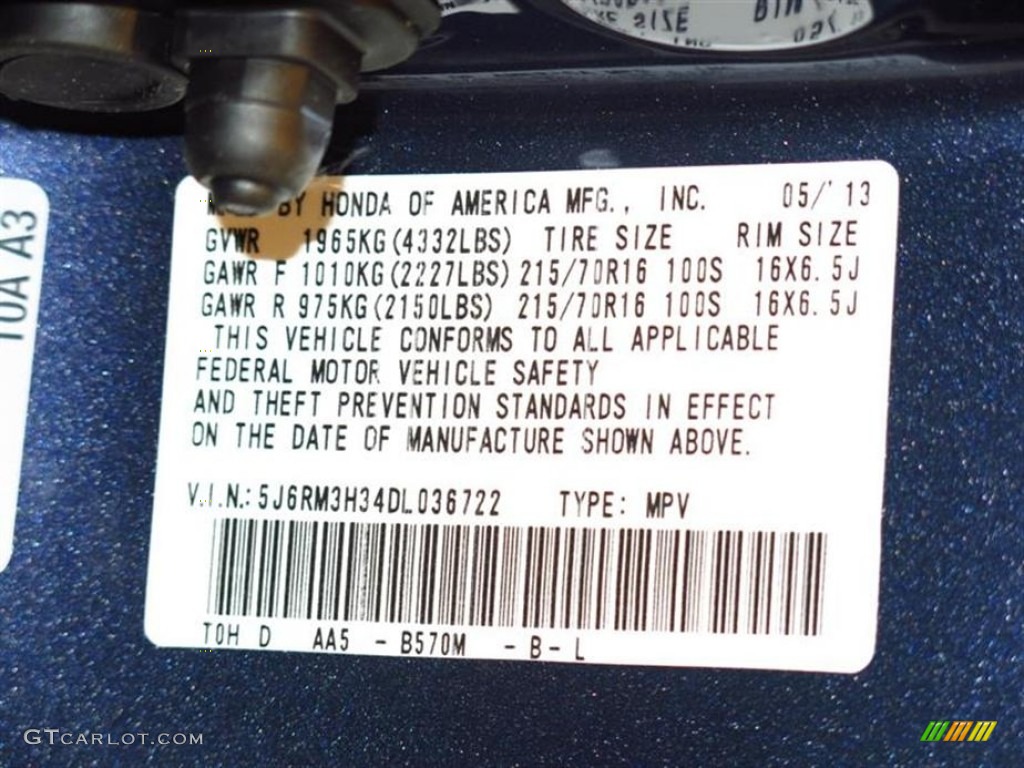 2013 CR-V LX - Twilight Blue Metallic / Gray photo #11