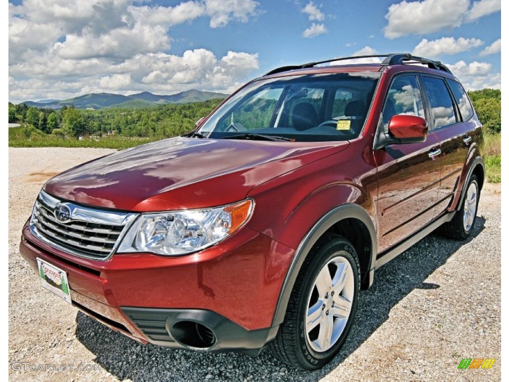 2009 Forester 2.5 X Premium - Camellia Red Pearl / Black photo #1