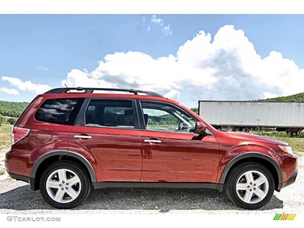 2009 Forester 2.5 X Premium - Camellia Red Pearl / Black photo #6