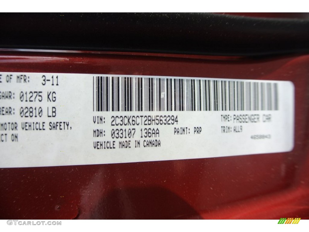 2011 Chrysler 300 C Hemi AWD Color Code Photos