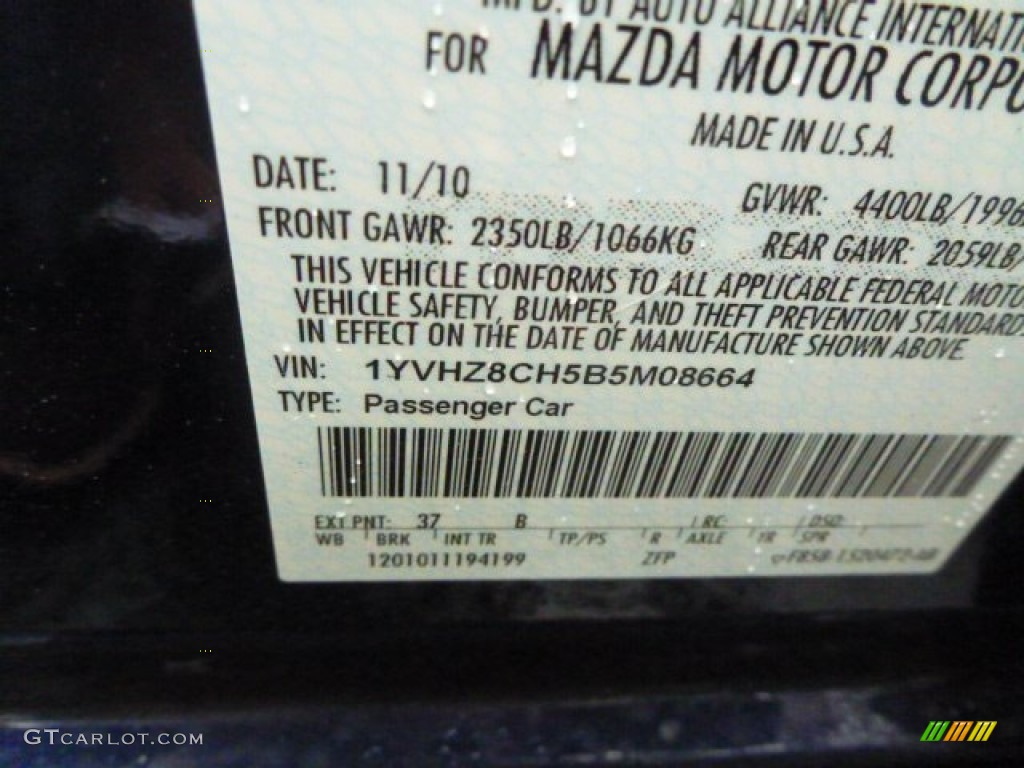 2011 MAZDA6 i Grand Touring Sedan - Kona Blue Mica / Black photo #20