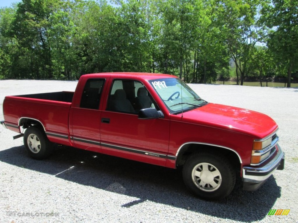 1997 C/K C1500 Extended Cab - Victory Red / Medium Dark Pewter photo #4