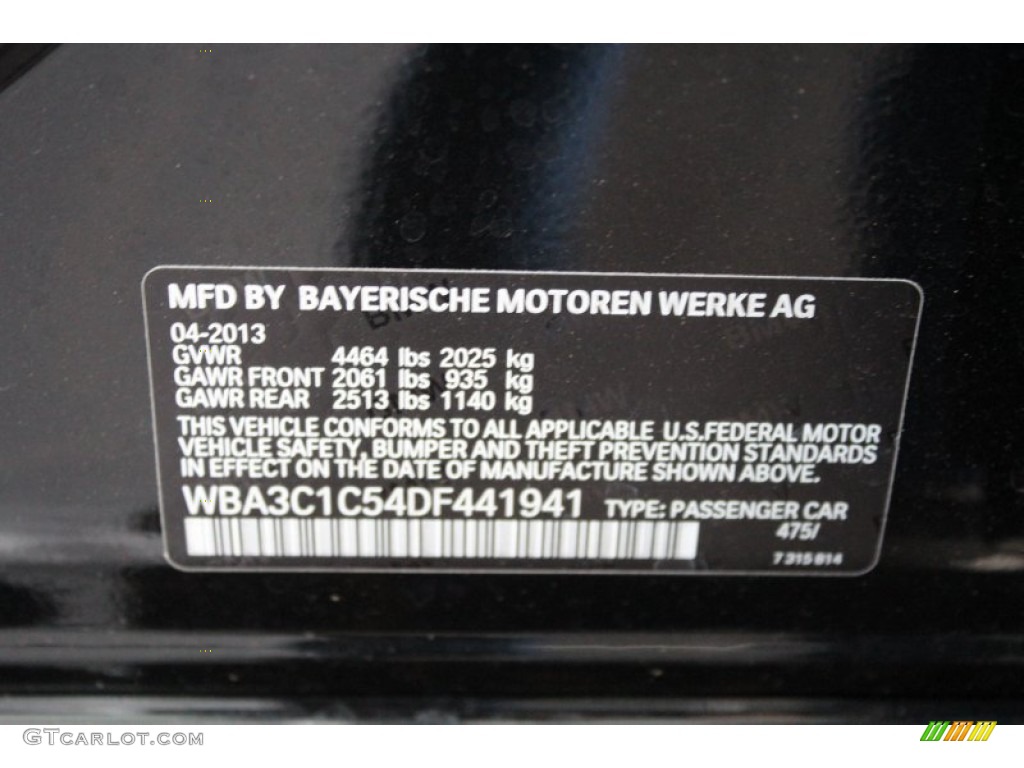 2013 3 Series Color Code 475 for Black Sapphire Metallic Photo #81467995