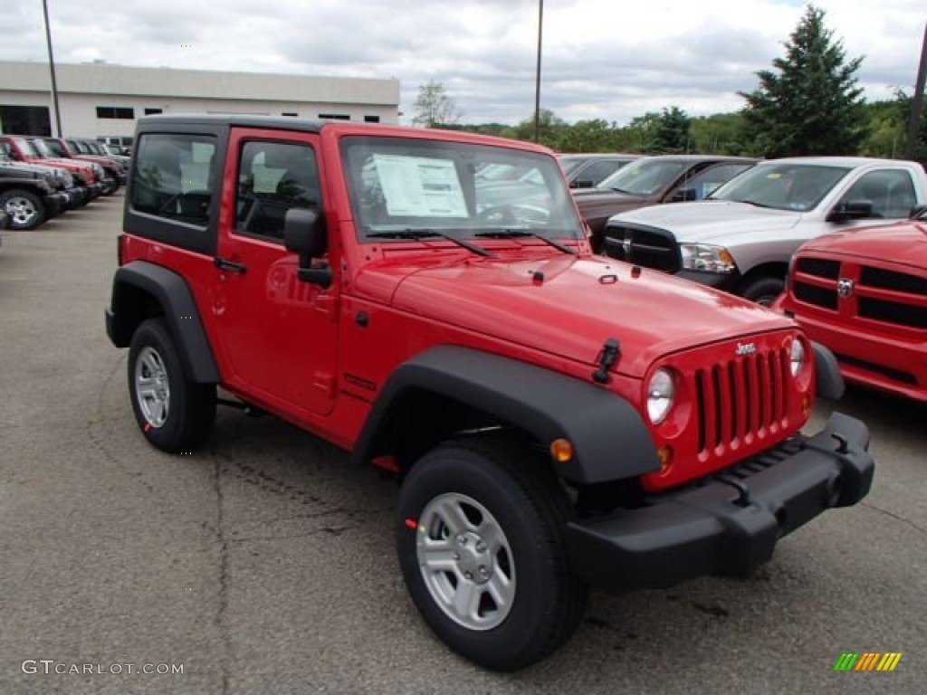 Flame Red 2013 Jeep Wrangler Unlimited Sport 4x4 Exterior Photo #81470037
