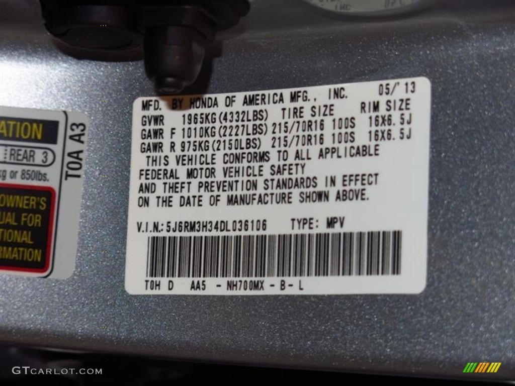 2013 CR-V LX - Alabaster Silver Metallic / Gray photo #11