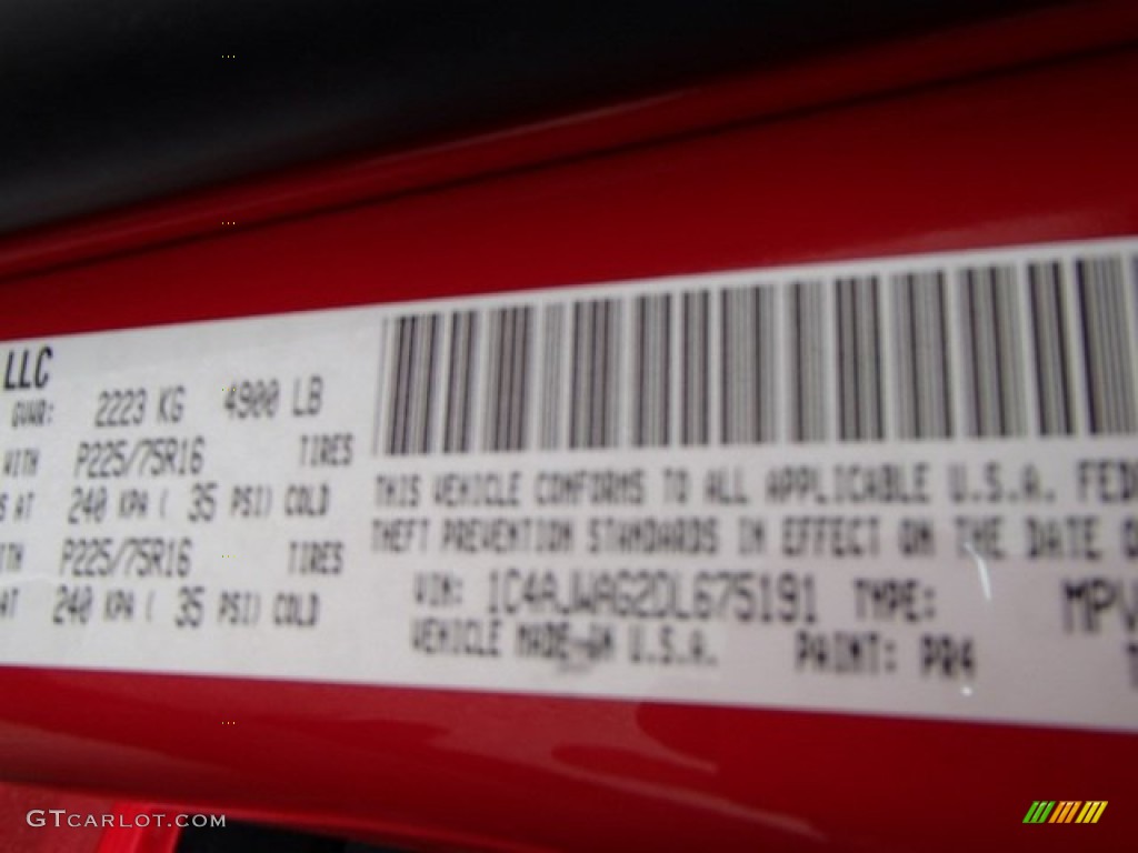 2013 Wrangler Unlimited Color Code PR4 for Flame Red Photo #81470361