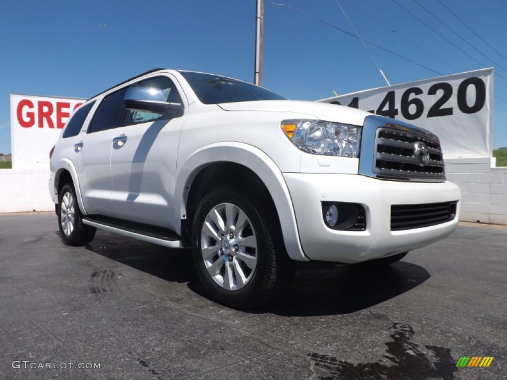 2013 Sequoia Platinum 4WD - Blizzard White Pearl / Graphite photo #1