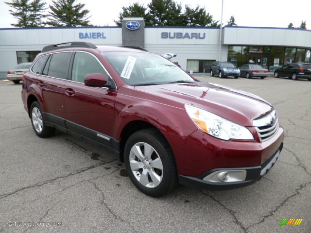 2012 Outback 2.5i Premium - Ruby Red Pearl / Off Black photo #1