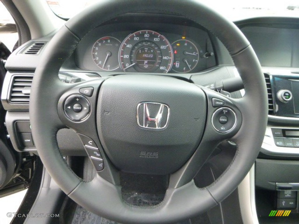 2013 Honda Accord EX-L V6 Coupe Black Steering Wheel Photo #81485652