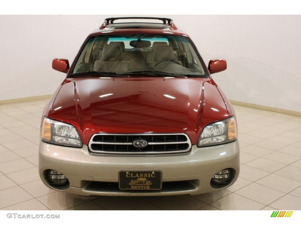 2002 Outback Limited Wagon - Regatta Red Pearl / Beige photo #2