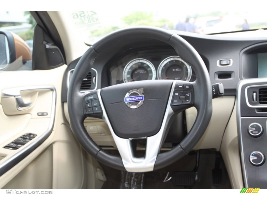 2012 Volvo S60 T5 Soft Beige Steering Wheel Photo #81488573