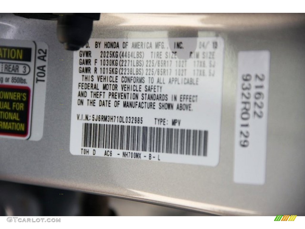 2013 CR-V EX-L - Alabaster Silver Metallic / Gray photo #20