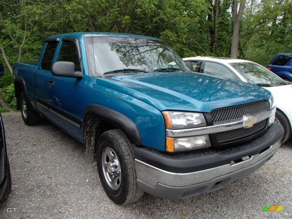 Dark Green Metallic 2003 Chevrolet Silverado 1500 LS Extended Cab 4x4 Exterior Photo #81490083