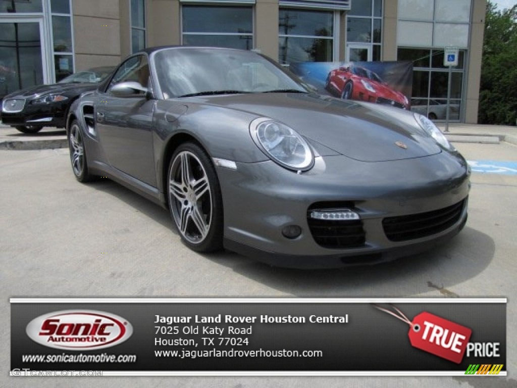 2009 911 Turbo Cabriolet - Meteor Grey Metallic / Terracotta photo #1