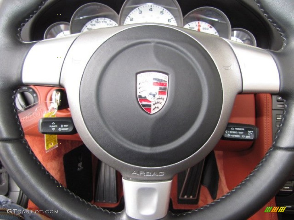 2009 Porsche 911 Turbo Cabriolet Terracotta Steering Wheel Photo #81492423