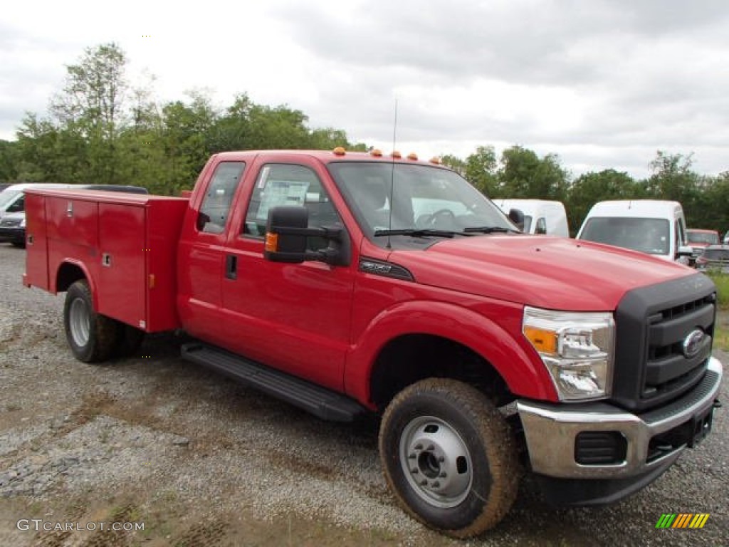 Vermillion Red 2013 Ford F350 Super Duty XL SuperCab 4x4 Utility Truck Exterior Photo #81492990