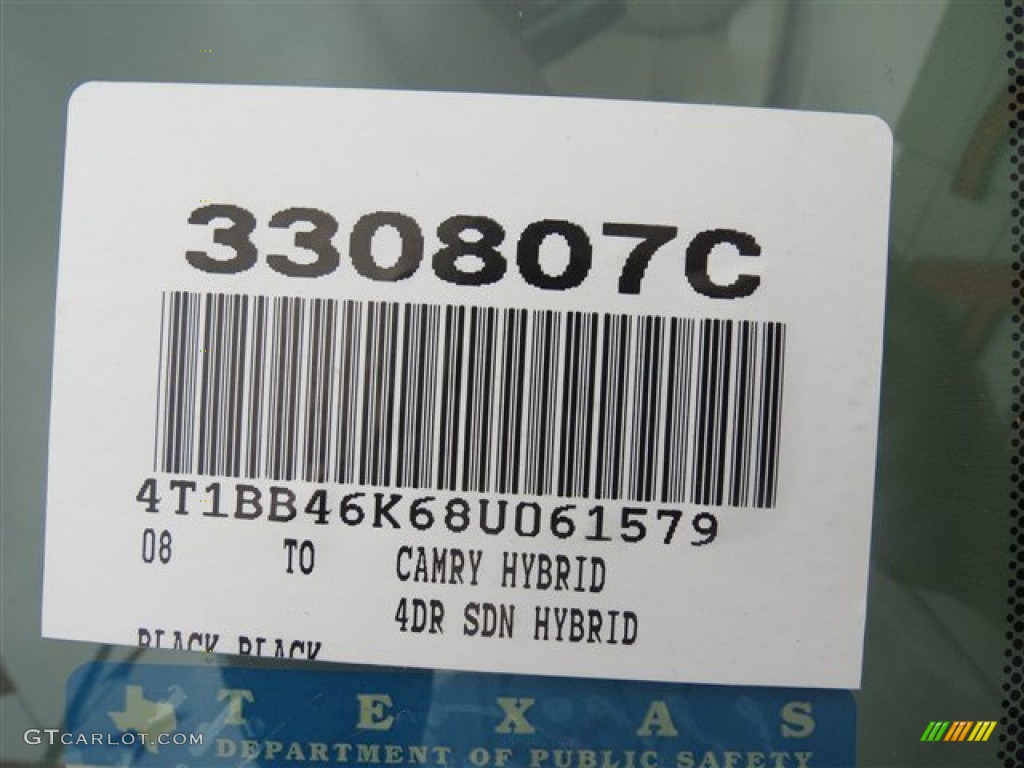 2008 Camry Hybrid - Black / Bisque photo #19
