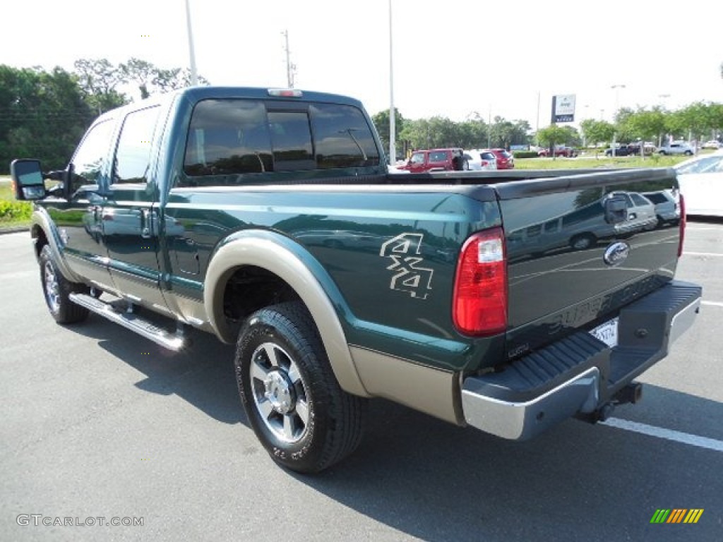 2011 F250 Super Duty Lariat Crew Cab 4x4 - Forest Green Metallic / Adobe Two Tone Leather photo #3
