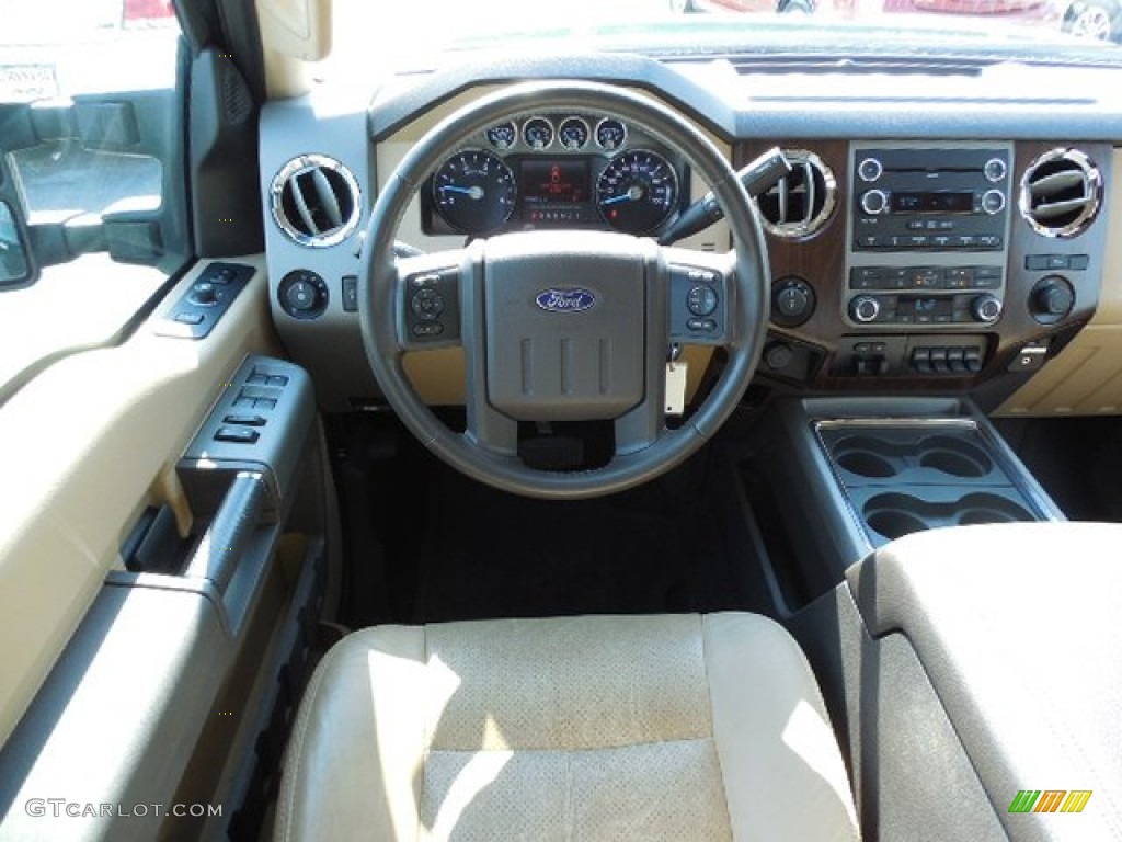 2011 F250 Super Duty Lariat Crew Cab 4x4 - Forest Green Metallic / Adobe Two Tone Leather photo #6