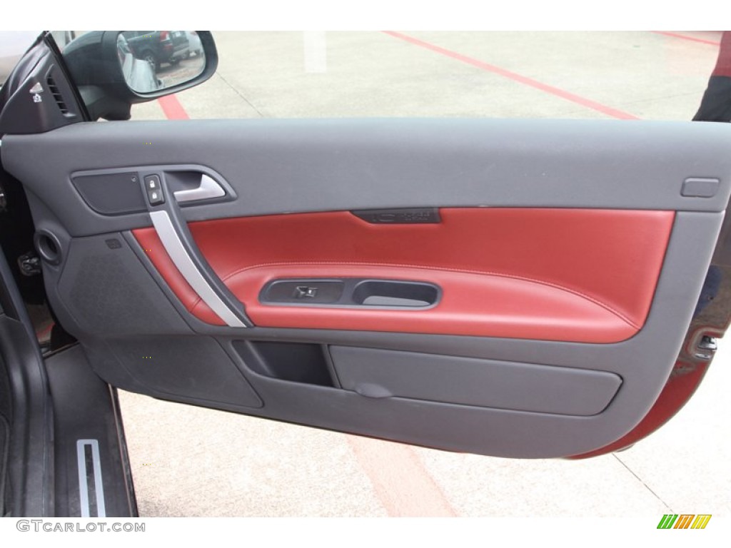 2011 Volvo C70 T5 Cranberry Leather/Off Black Door Panel Photo #81513159
