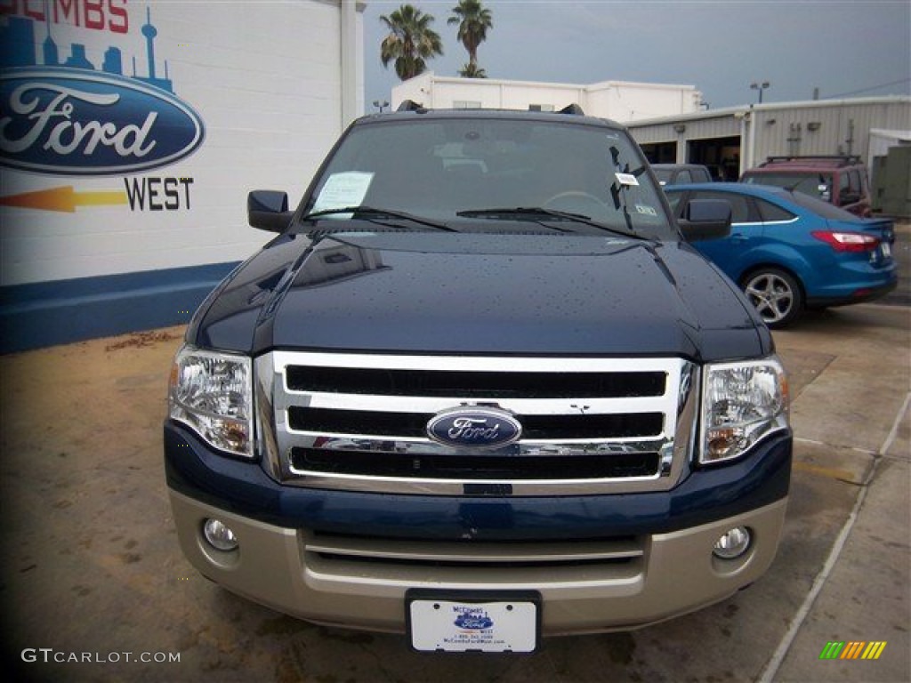 2010 Expedition King Ranch - Dark Blue Pearl Metallic / Chaparral Leather/Charcoal Black photo #2