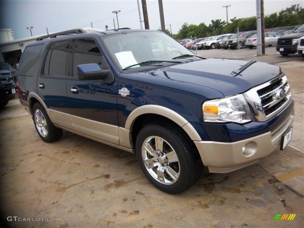 2010 Expedition King Ranch - Dark Blue Pearl Metallic / Chaparral Leather/Charcoal Black photo #3