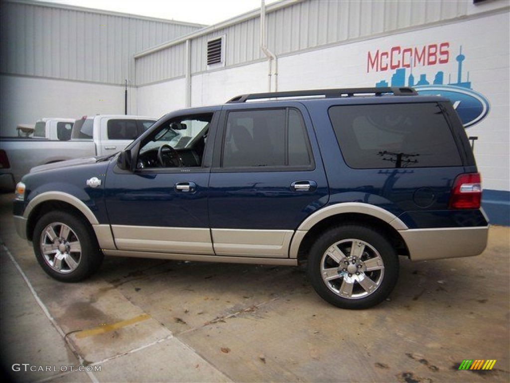 2010 Expedition King Ranch - Dark Blue Pearl Metallic / Chaparral Leather/Charcoal Black photo #10