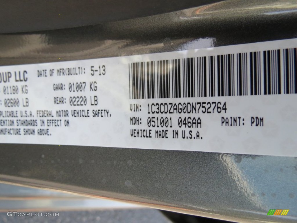 2013 Dodge Avenger SE V6 Blacktop Color Code Photos