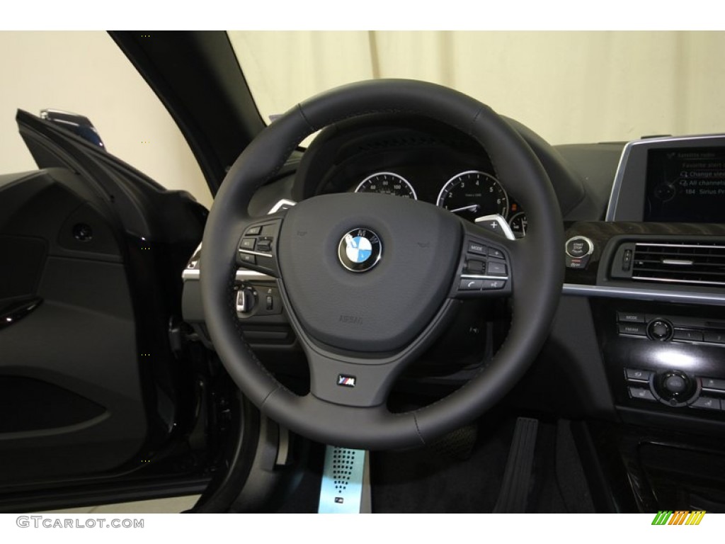 2014 BMW 6 Series 650i Convertible Black Steering Wheel Photo #81532371