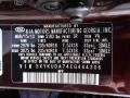  2014 Sorento EX V6 AWD Dark Cherry Color Code IR