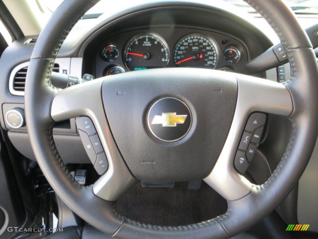 2012 Chevrolet Silverado 1500 LTZ Extended Cab Ebony Steering Wheel Photo #81533168